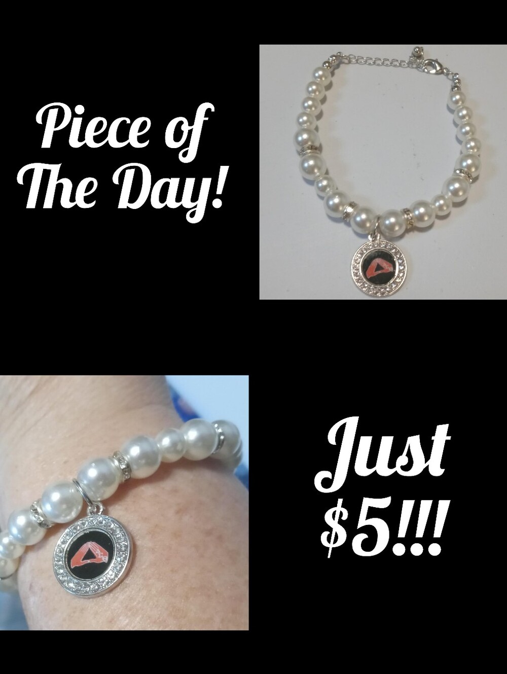 Piece Of The Day! Faux Pearl Bracelet With Letter "A" Logo